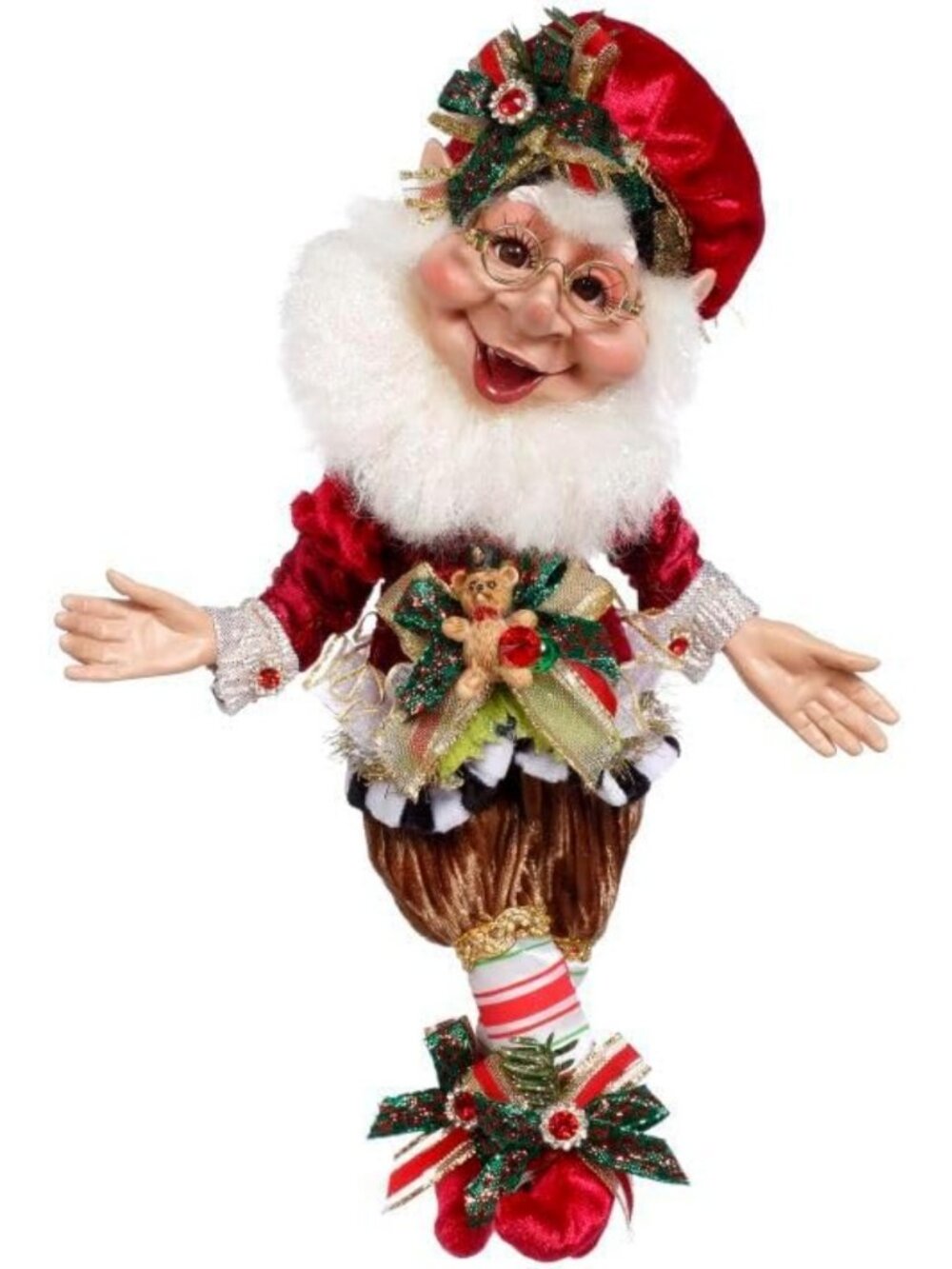 12" Plush Teddy Bear Elf - Festive Christmas Decor, Holiday Collectible Toy